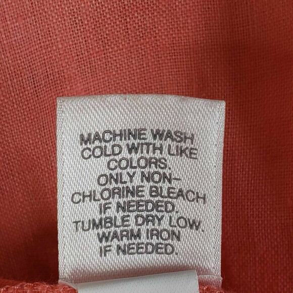 J. Jill Love Linen Shirt Top Coral Orange LS Size Large Petite LP Button Down - Picture 9 of 11